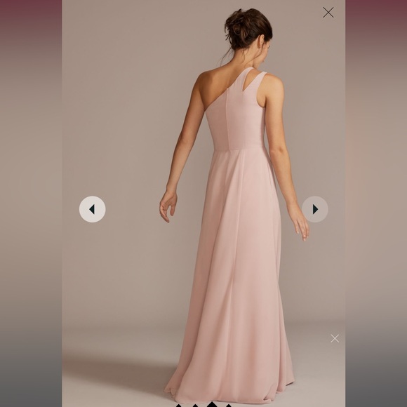 chiffon one-shoulder cutout bridesmaid dress - David’s bridal - dusty sage - Picture 6 of 7